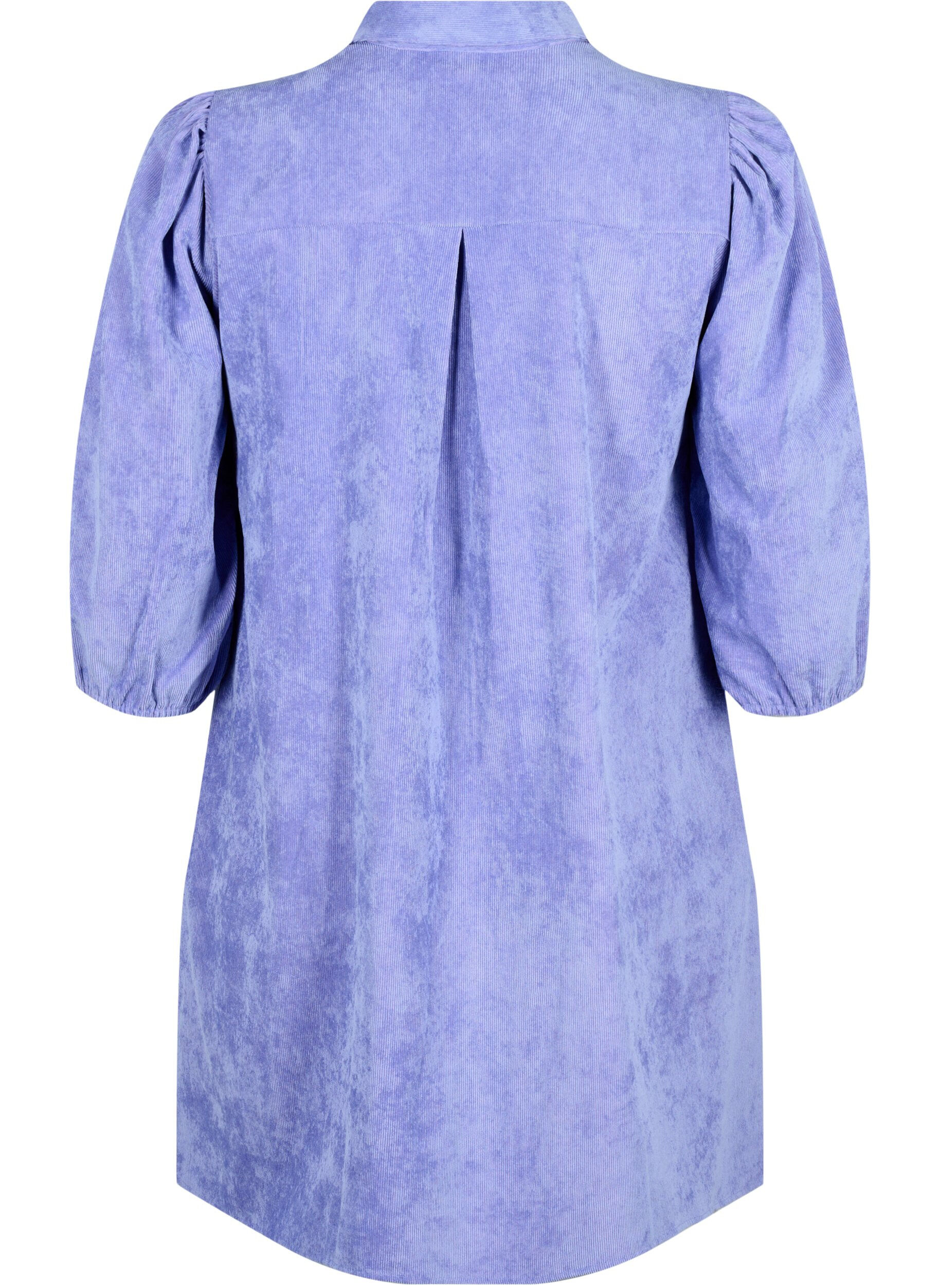 Zizzi Corduroy jurk met driekwartmouwen en knopen, Lavender Violet, Packshot image number 1