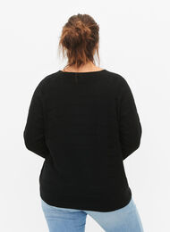 Gebreide blouse met ton-sur-ton strepen, Black, Model