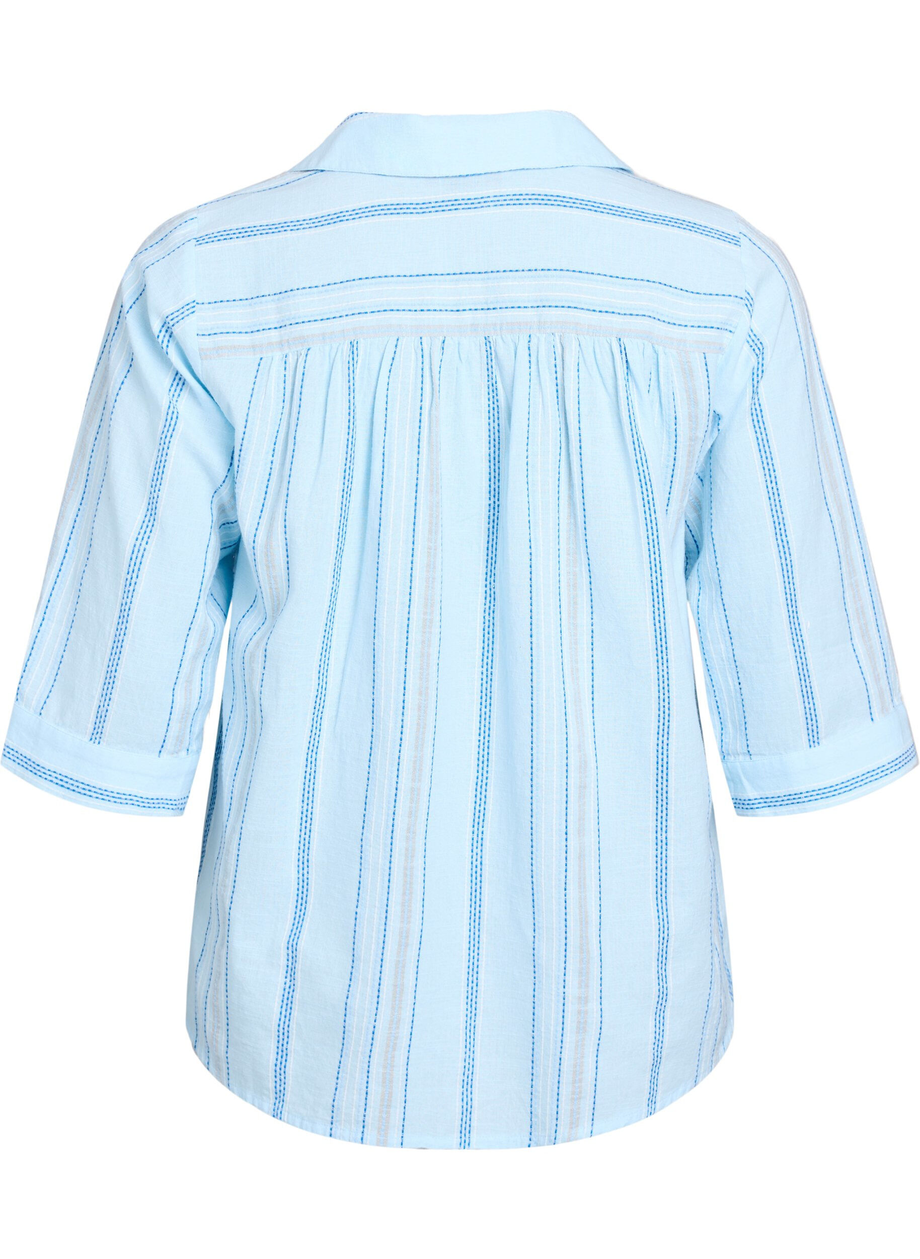 Zizzi Blouse met kraag en 3/4 mouwen, Blauw, Packshot image number 1