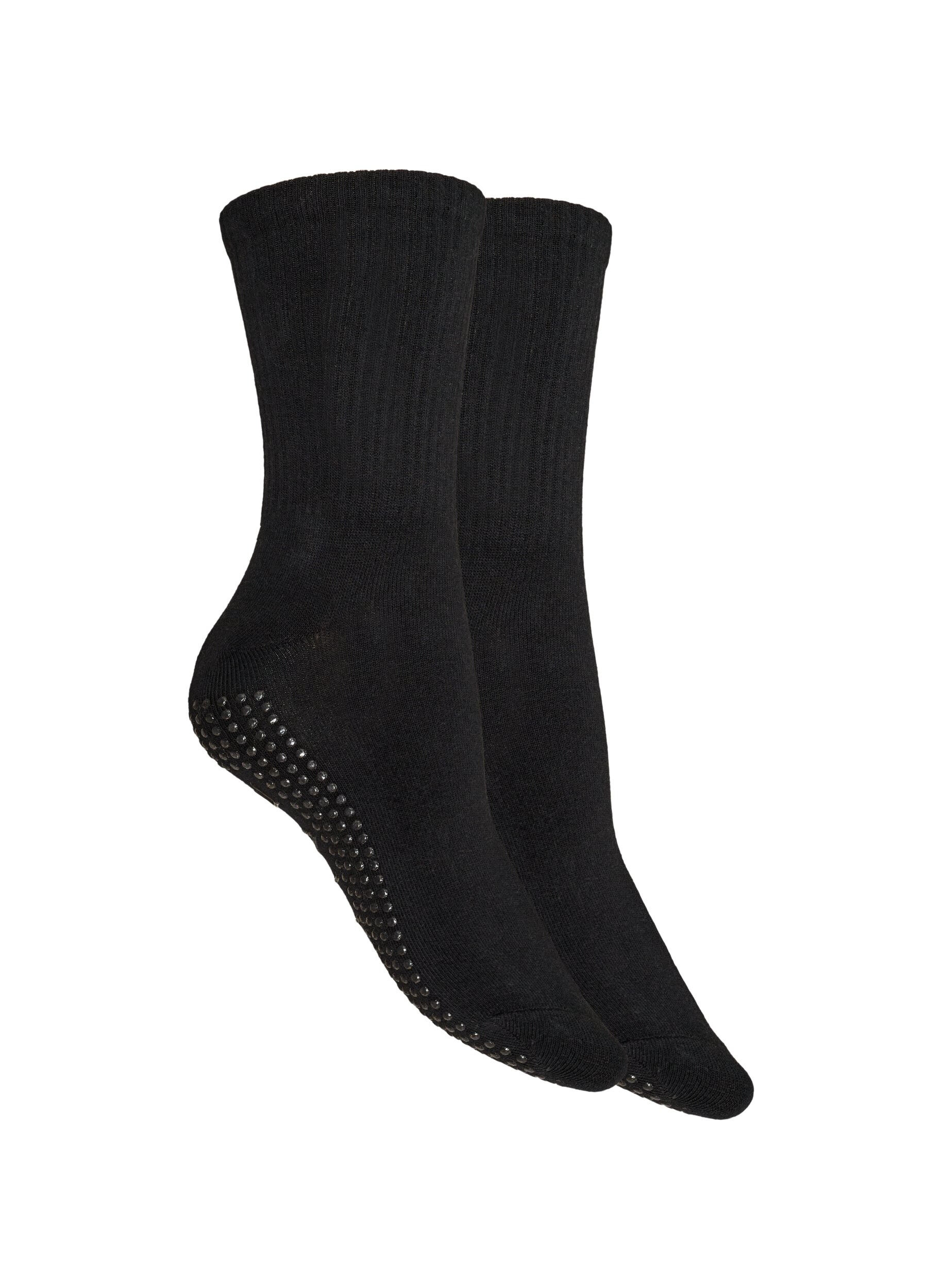 Zizzi2-pack reformersokken met antislip noppen, Zwart, Packshot image number 1