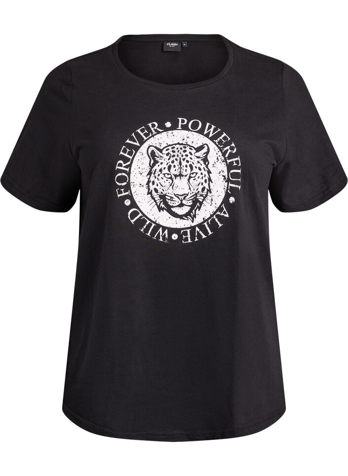 T-shirt met print, Zwart, Packshot image number 0