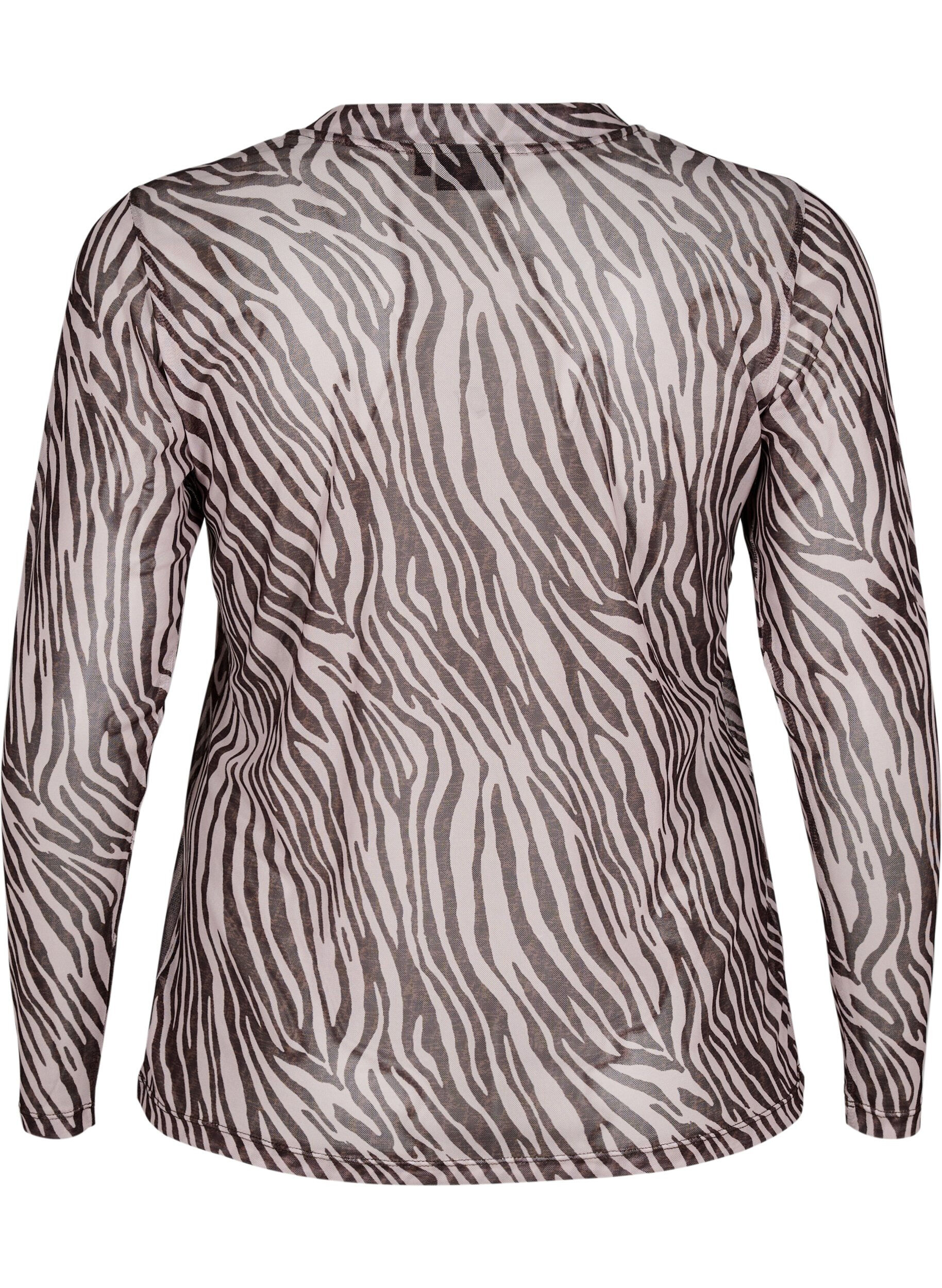 Zizzi Mesh top met zebra print, Zwart, Packshot image number 1