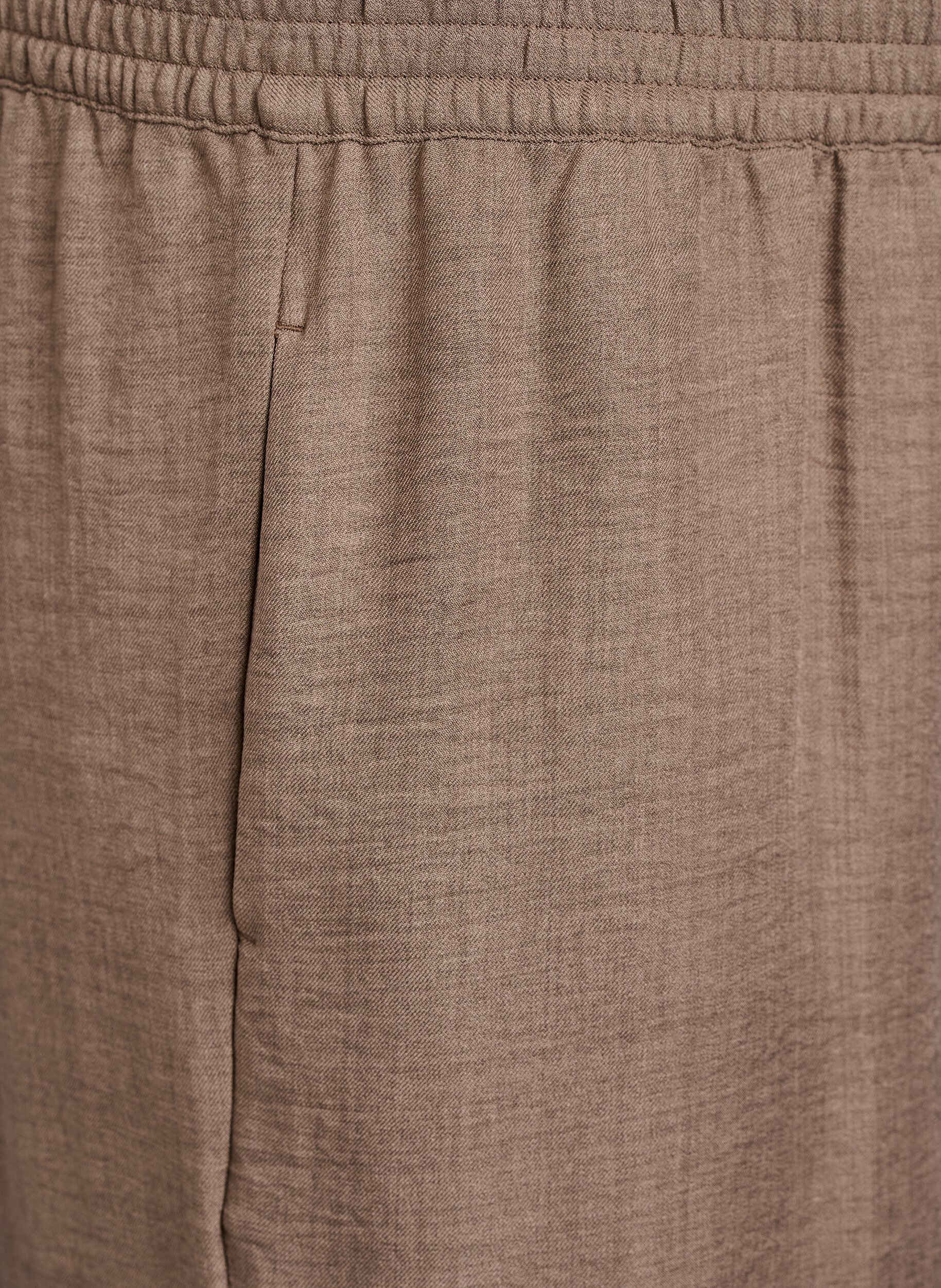 ZizziLosse broek met elastische tailleband en zakken, Bruin, Packshot image number 2