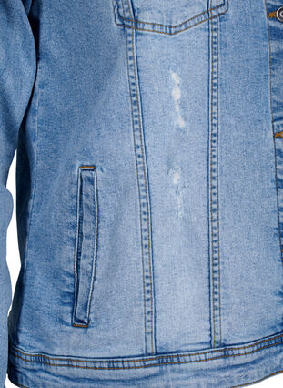 Kort katoenen spijkerjasje, Light blue denim, Packshot image number 3