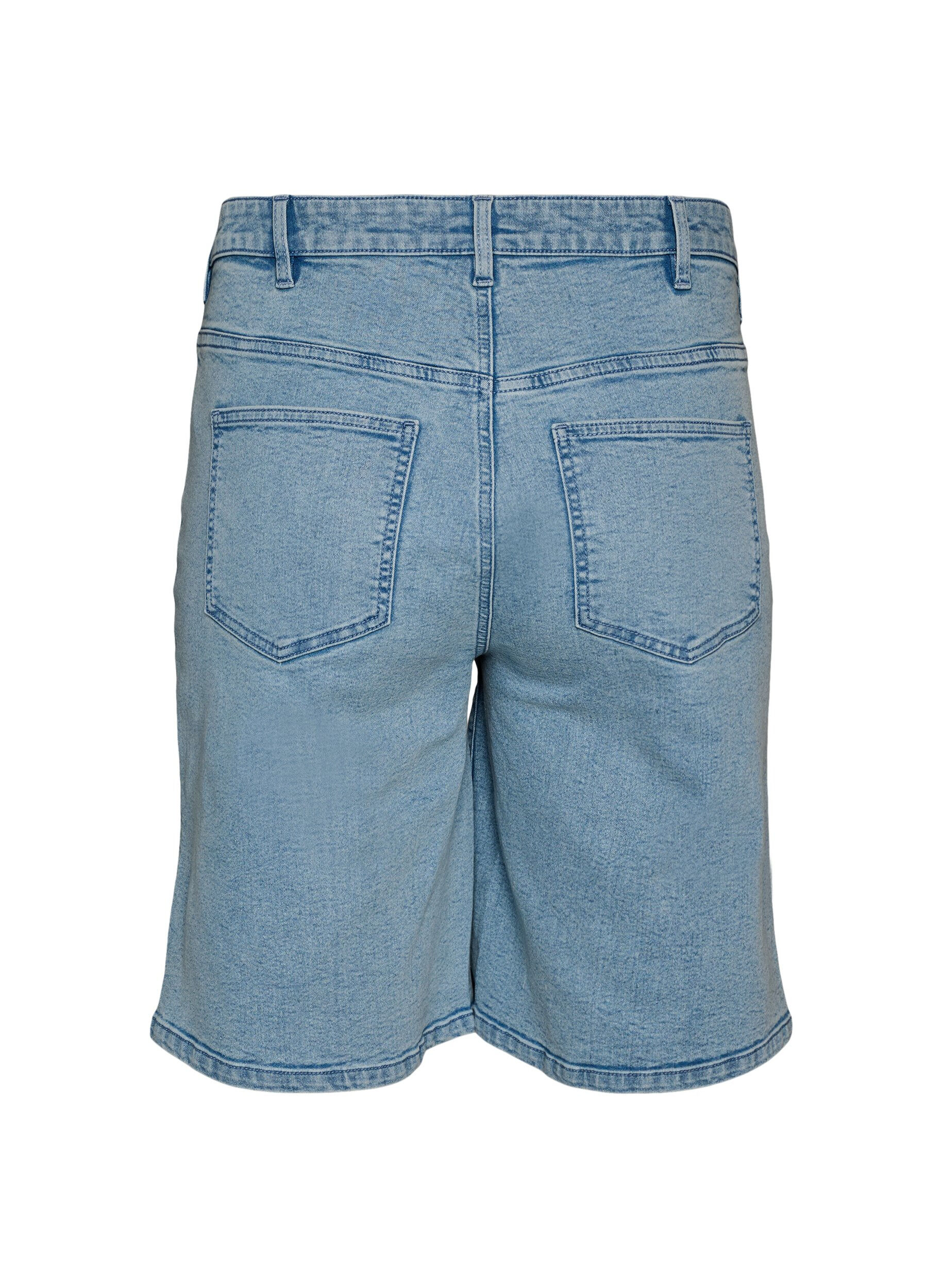 Zizzi Losse denim shorts met hoge taille, Blauw, Packshot image number 1