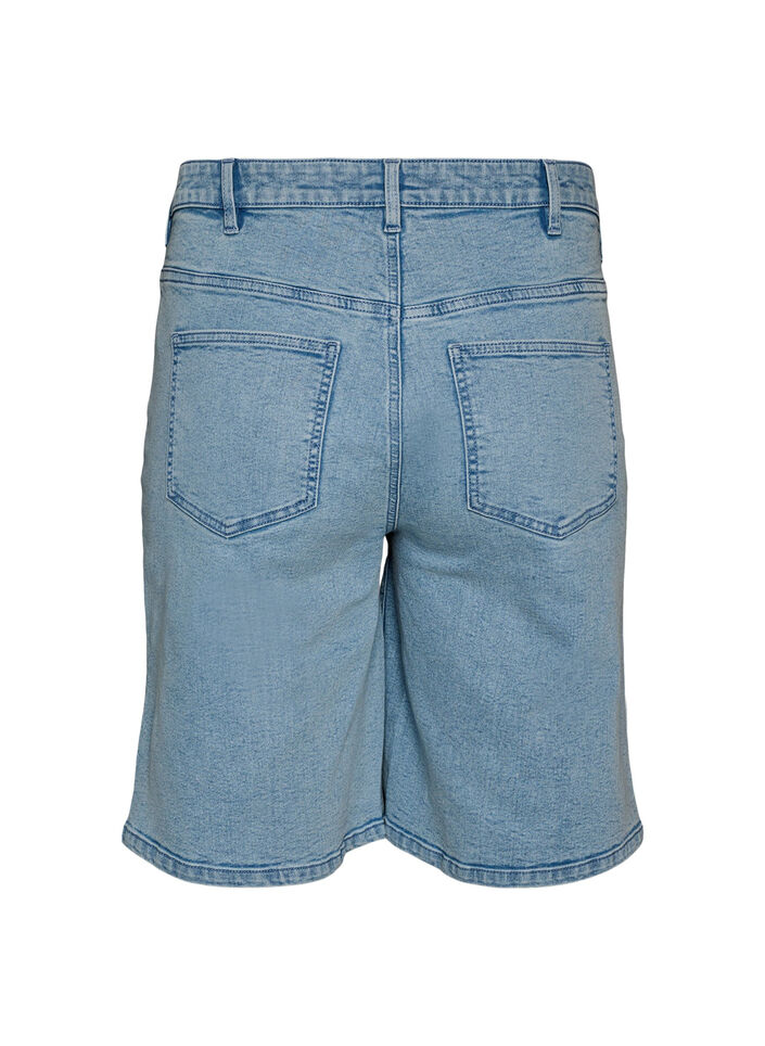 Losse denim shorts met hoge taille, Blauw, Packshot image number 1