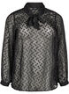 Chiffon blouse met een gestippelde textuur, Black, Packshot image number 0