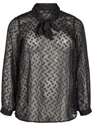 Chiffon blouse met een gestippelde textuur, Black