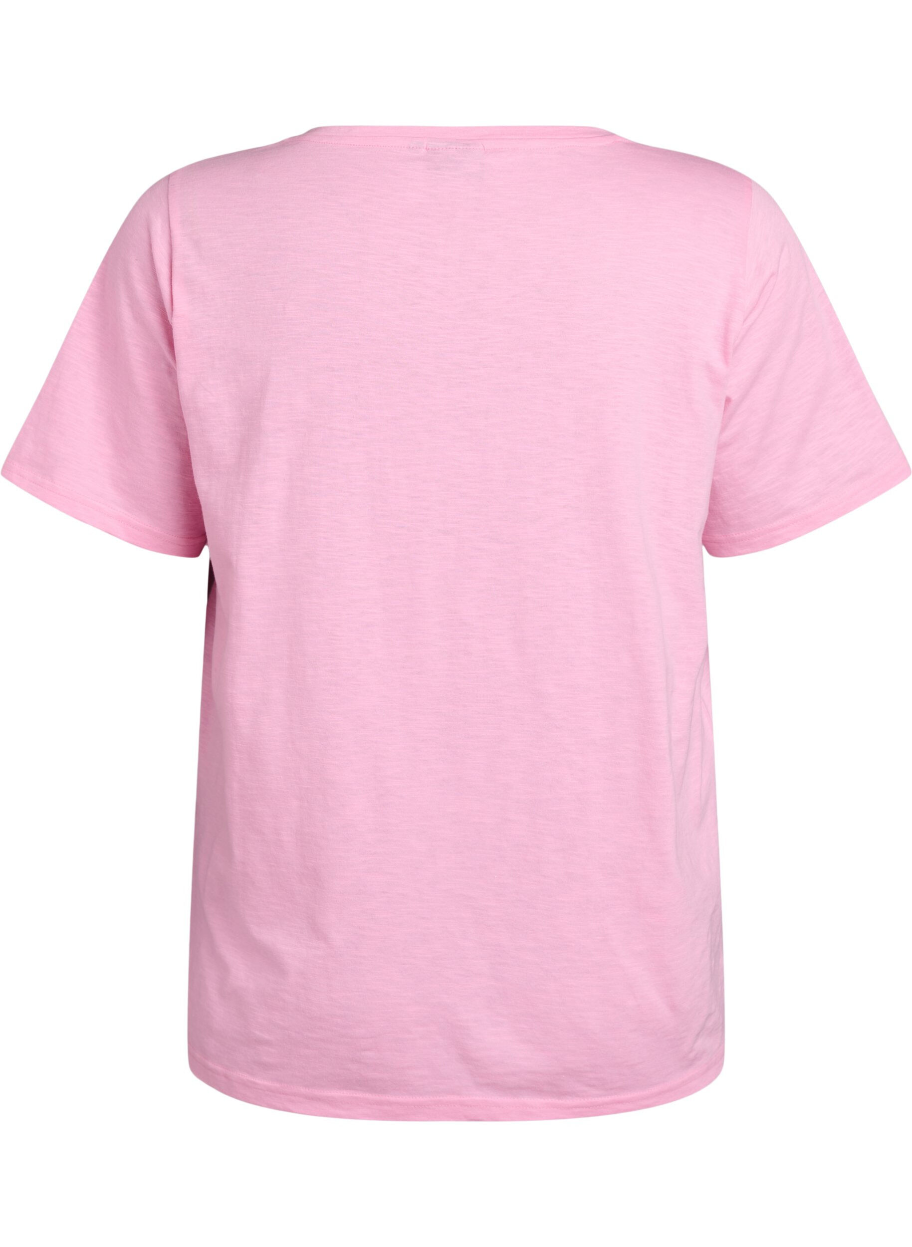Zizzi Basic t-shirt met korte mouwen en V-hals, Roze, Packshot image number 1