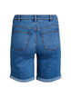 Strakzittende denim shorts met een hoge taille, Blauw, Packshot image number 1