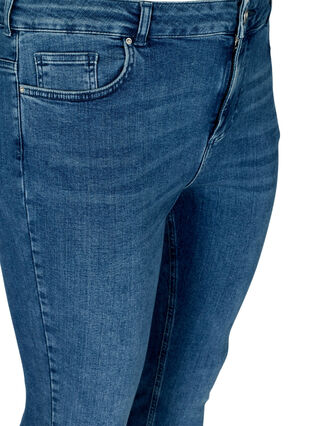 Super slim fit Amy jeans met onafgewerkte randen, Blue denim, Packshot image number 2