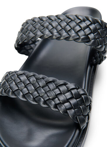 Sandaal met brede pasvorm in leer, Black, Packshot image number 2