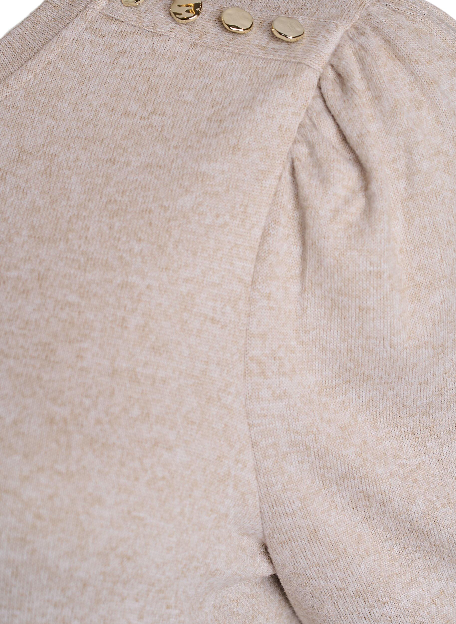Zizzi Blouse met knoopdetail en korte pofmouwen, Beige, Packshot image number 3