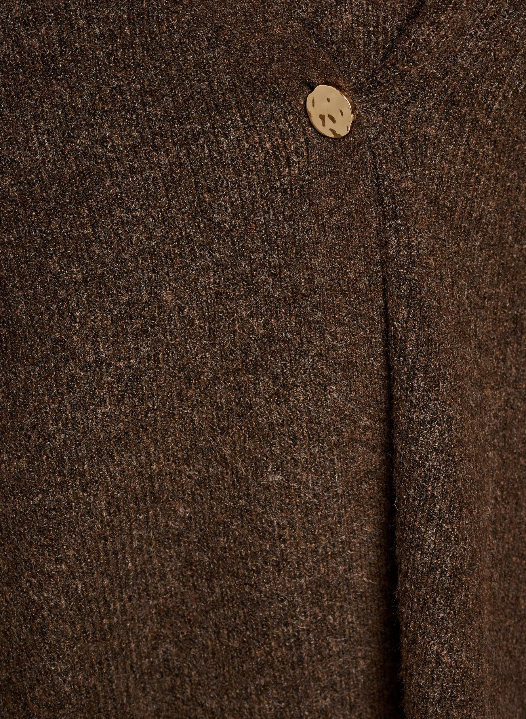 ZizziGebreid vest met asymmetrische sluiting, Bruin, Packshot image number 2