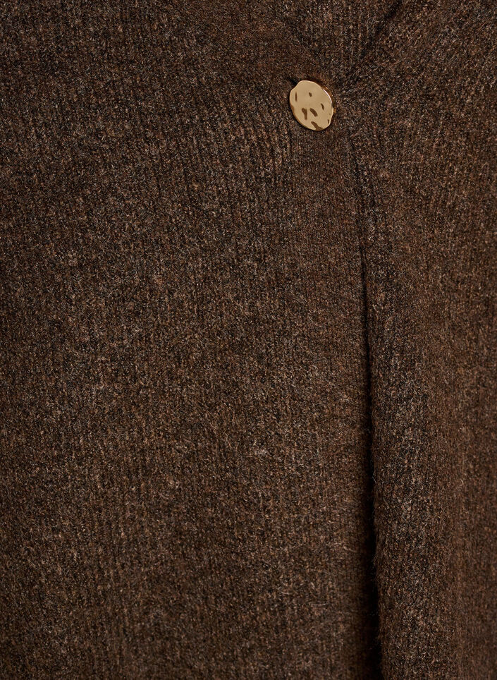 Gebreid vest met asymmetrische sluiting, Bruin, Packshot image number 2