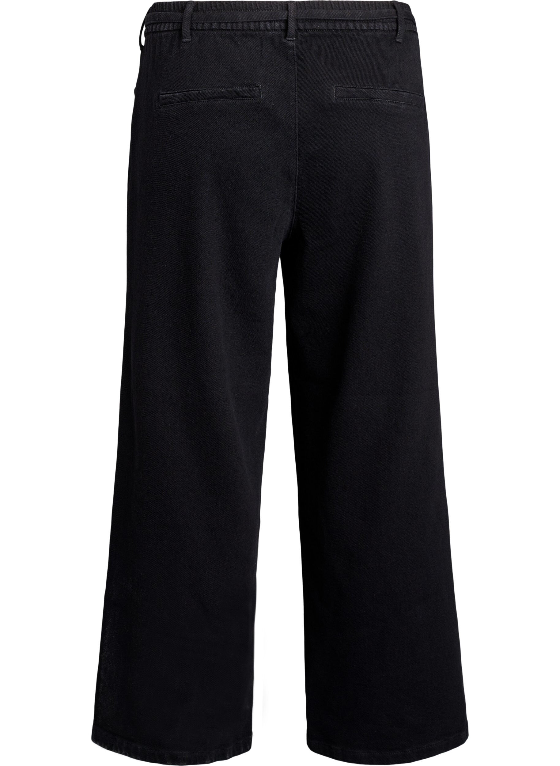 ZizziLosse pasvorm jeans met een elastische tailleband en een trekkoord, Zwart, Packshot image number 1
