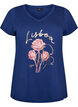 Katoenen T-shirt met V-hals en print aan de voorkant, 1447, Packshot image number 0