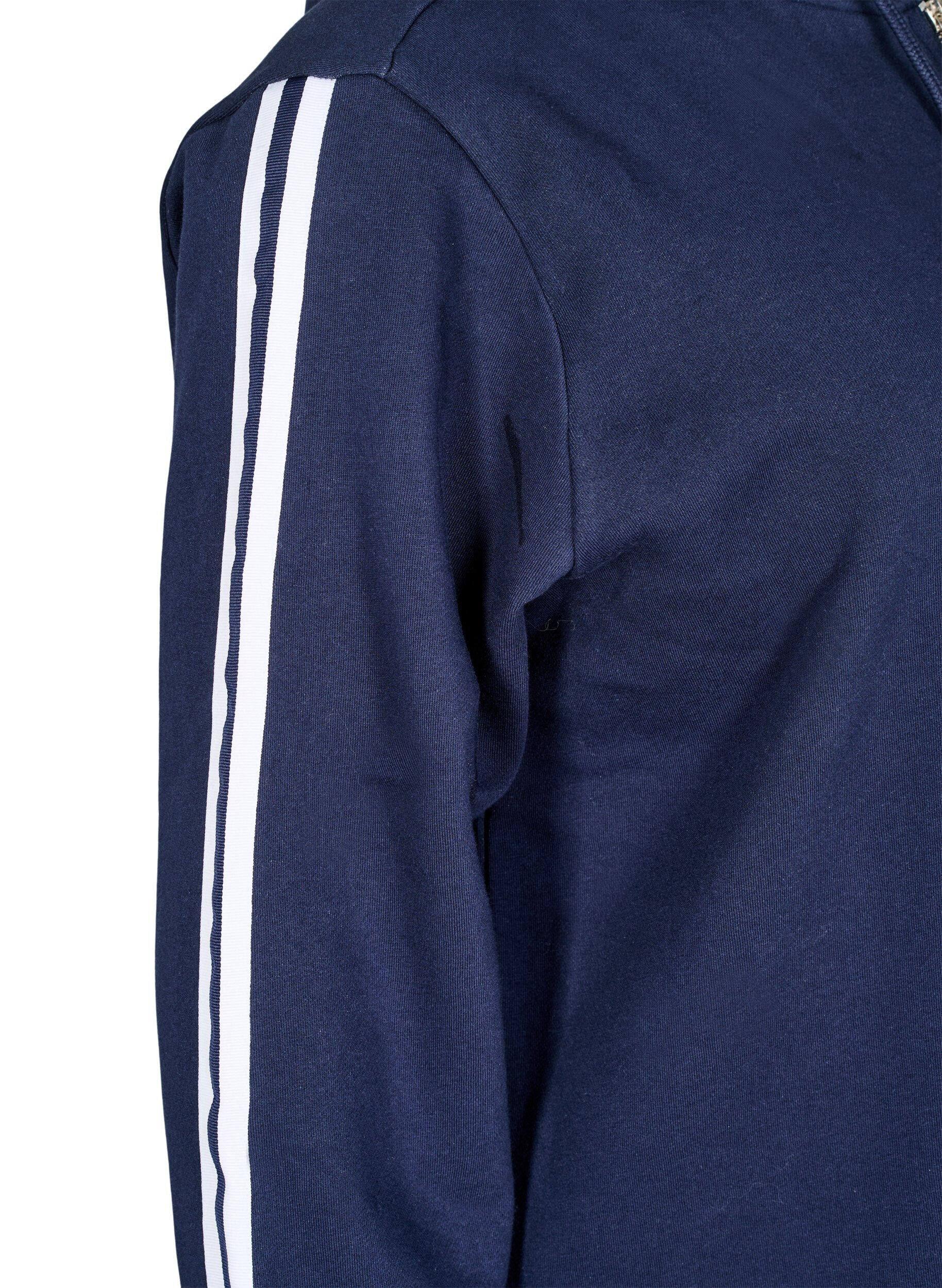 Zizzi Kort sweatshirt jurkje met capuchon en lange mouwen, Navy Blazer, Packshot image number 3