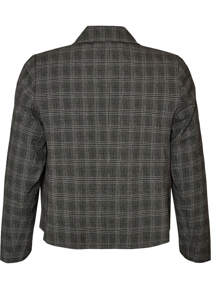 Korte blazer met een geruit patroon, Grijs, Packshot image number 1