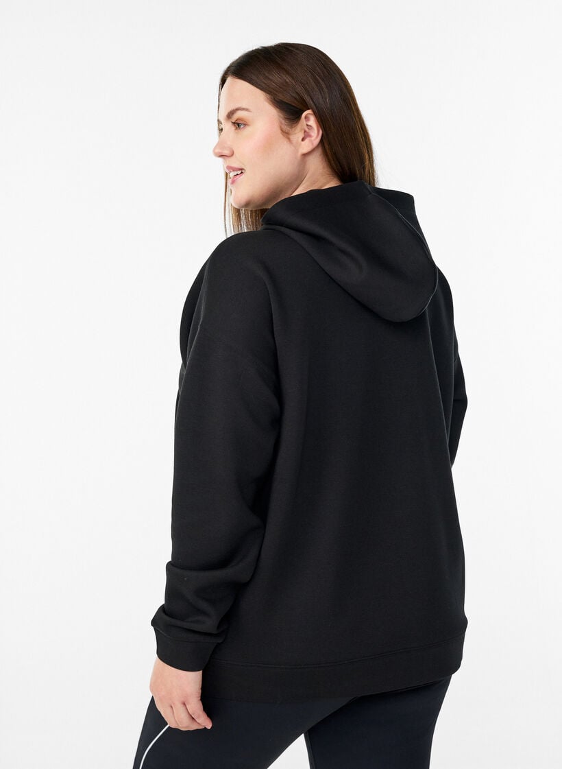 Scuba-hoodie met rits en zakken, Zwart, Model image number 2