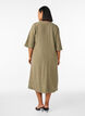 Midi-jurk in linnen en viscose met 1/2 mouwen, Groen, Model image number 2