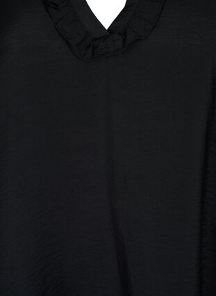 Viscose blouse met pofmouwen en ruches, Black, Packshot image number 2