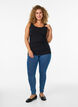 Effen gekleurd basic top in katoen, Zwart, Model image number 1