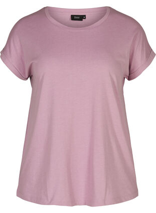 T-shirt met mix van katoen, Lavender Mist Mel., Packshot image number 0