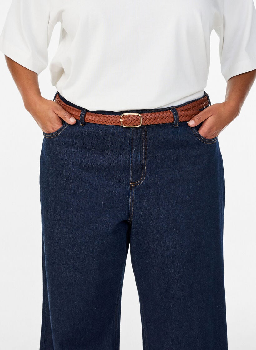 Gevlochten riem in imitatieleer, Bruin, Model image number 0