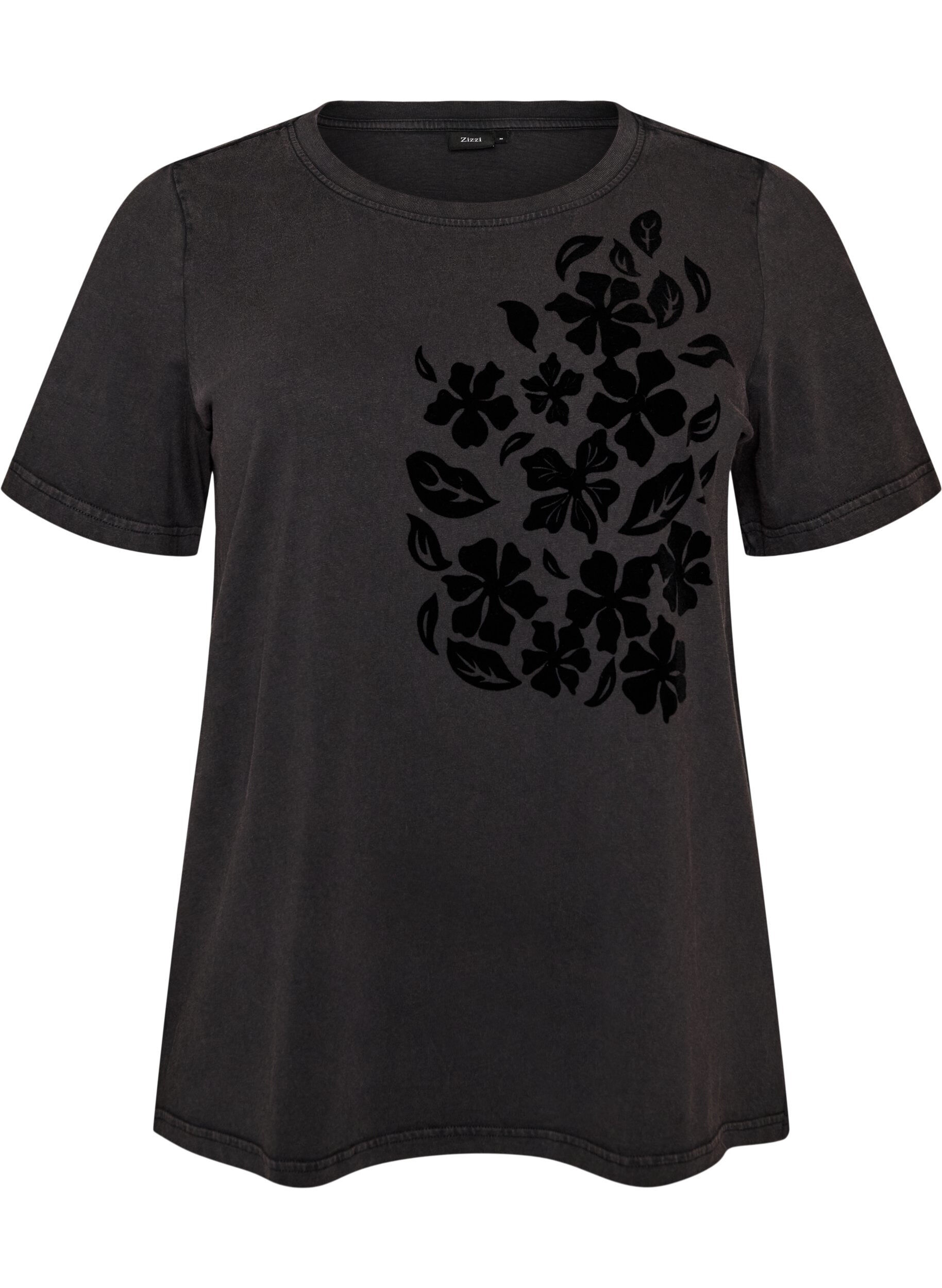 ZizziT-shirt van biologisch katoen met print, Grijs, Packshot image number 0