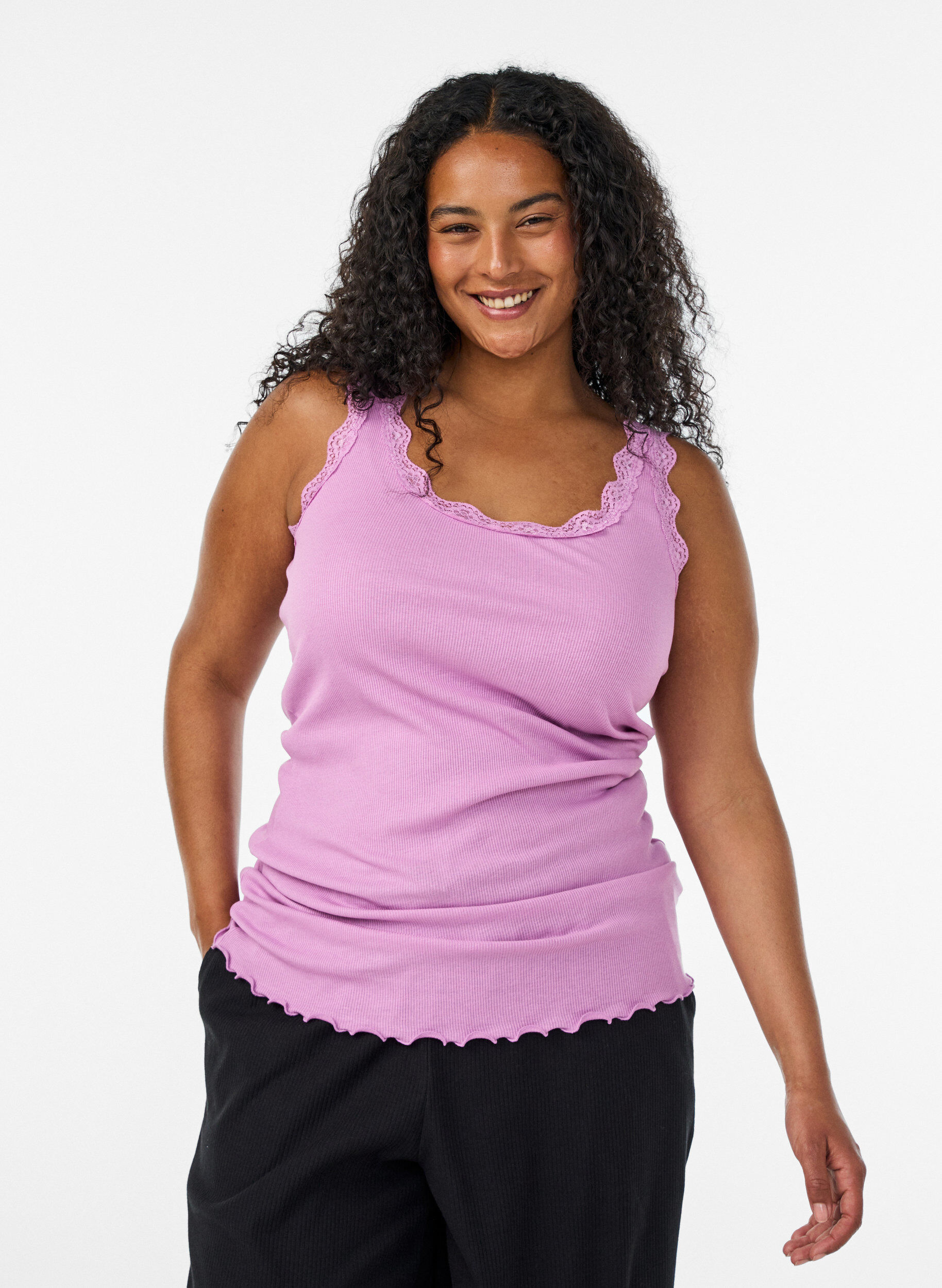 Top met kant, Paars, Model