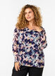 Gebloemde blouse met lange mouwen en V-hals, Night Sky AOP Flower, Model image number 0
