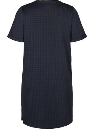 Geruite jurk met korte mouwen, Navy, Packshot image number 1