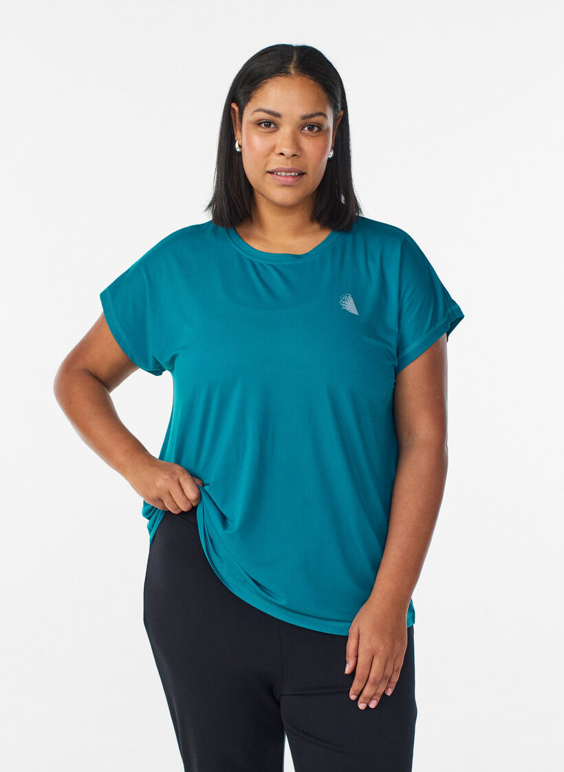 Effen gekleurd trainingsshirt, Groen, Model image number 0