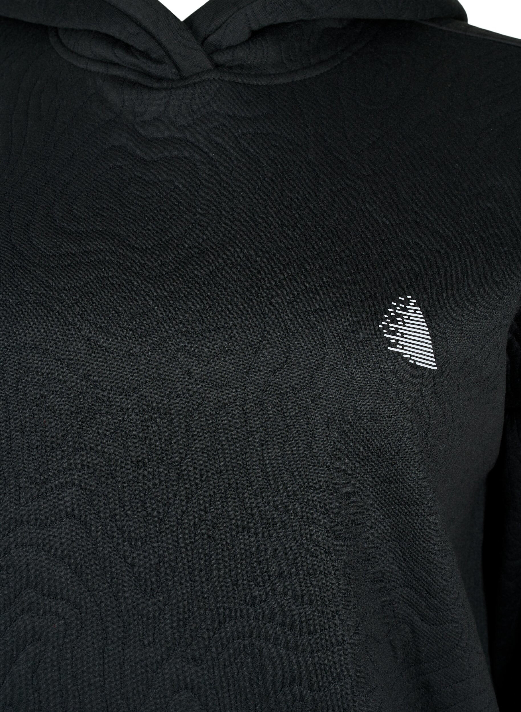 Zizzi Sportief sweatshirt met capuchon, Black, Packshot image number 2