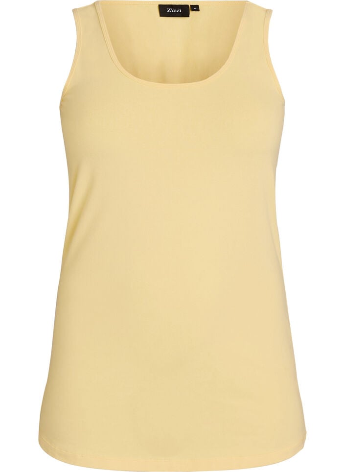 Effen basic top in katoen, Geel, Packshot image number 0