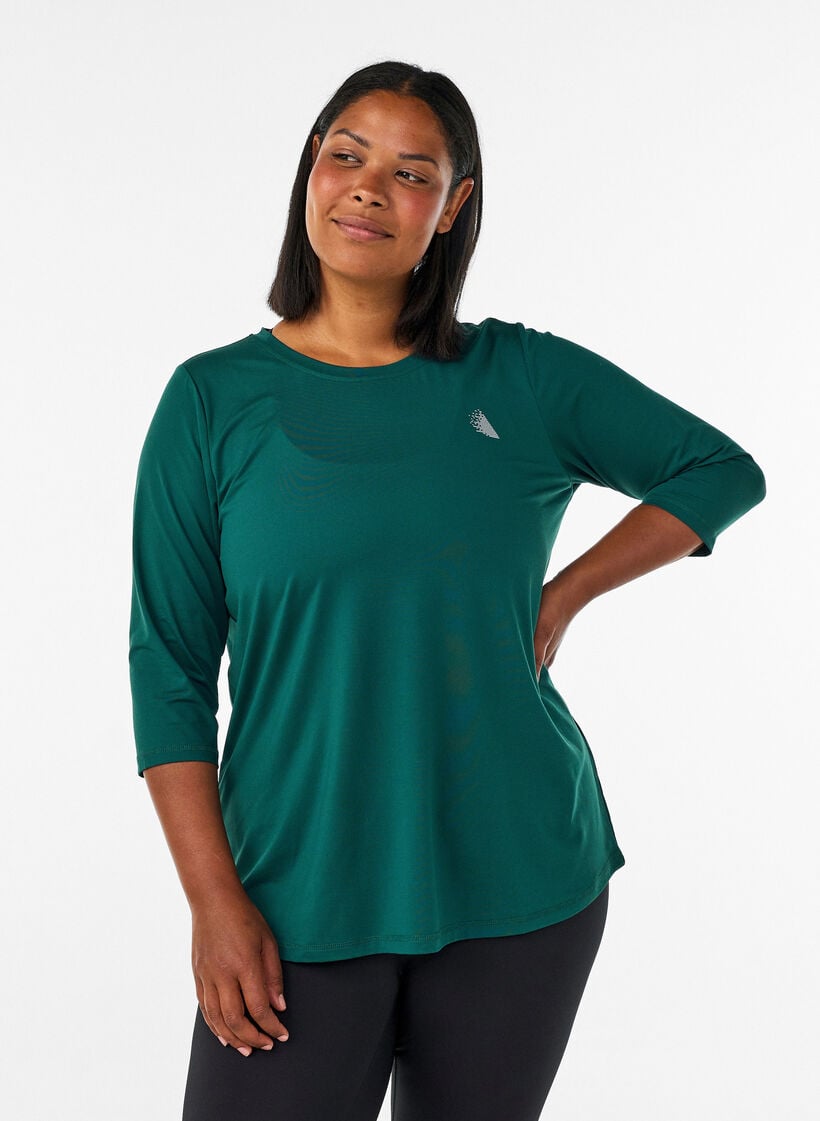 Sporttop met 3/4 mouwen, Groen, Model image number 0