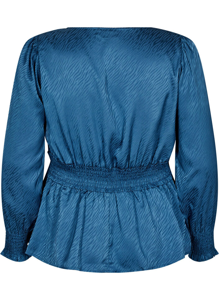 Tone-on-tone blouse met smock patroon, Midnight, Packshot image number 1