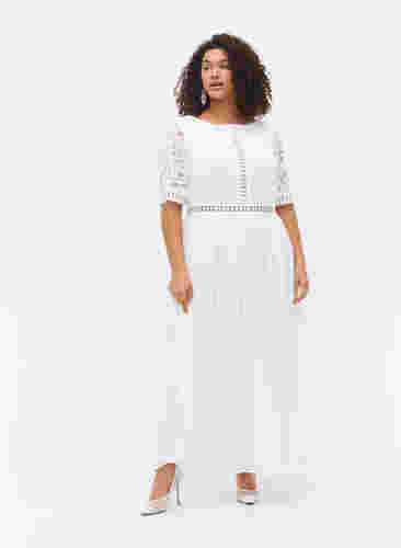 Maxi-jurk met rugdecolleté en korte mouwen, Bright White, Model image number 0