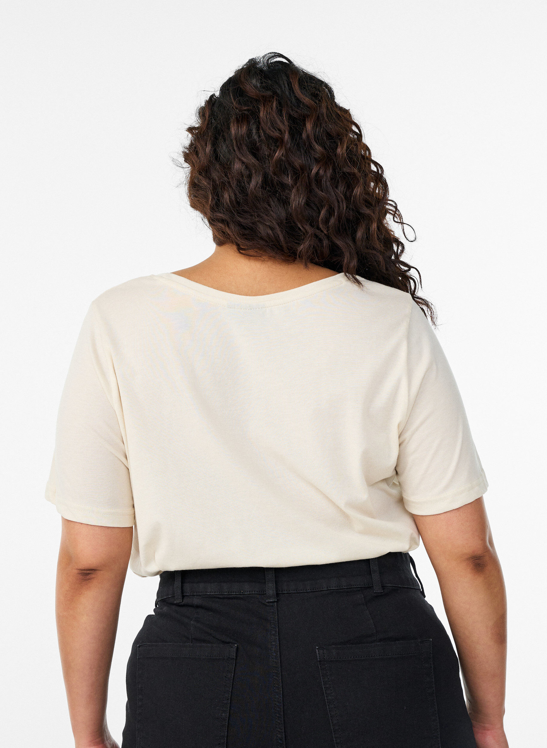 Zizzi T-shirt met print, Vanille, Model image number 2