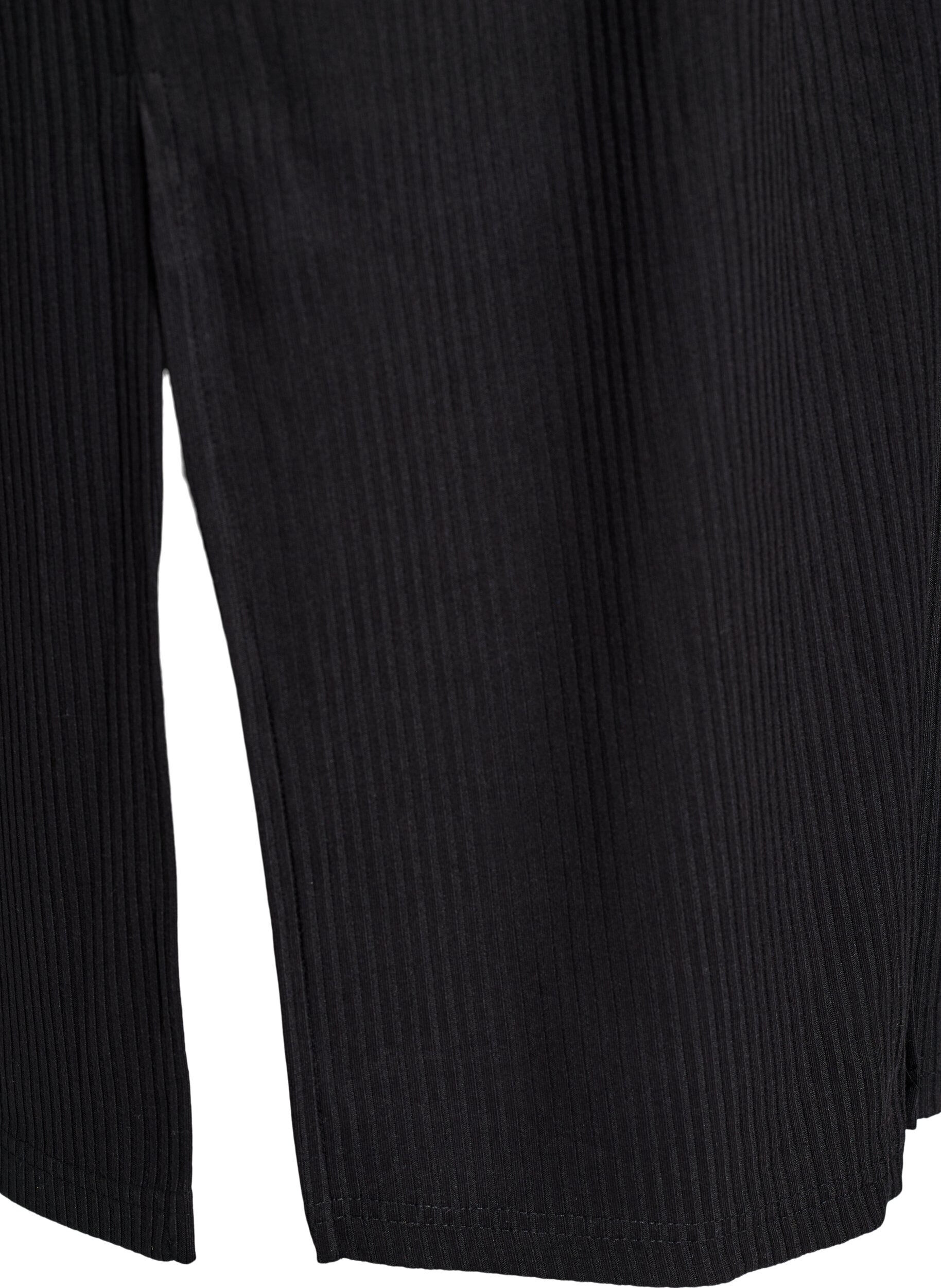 Zizzi Jersey maxi jurk met kraag en korte mouwen, Zwart, Packshot image number 3