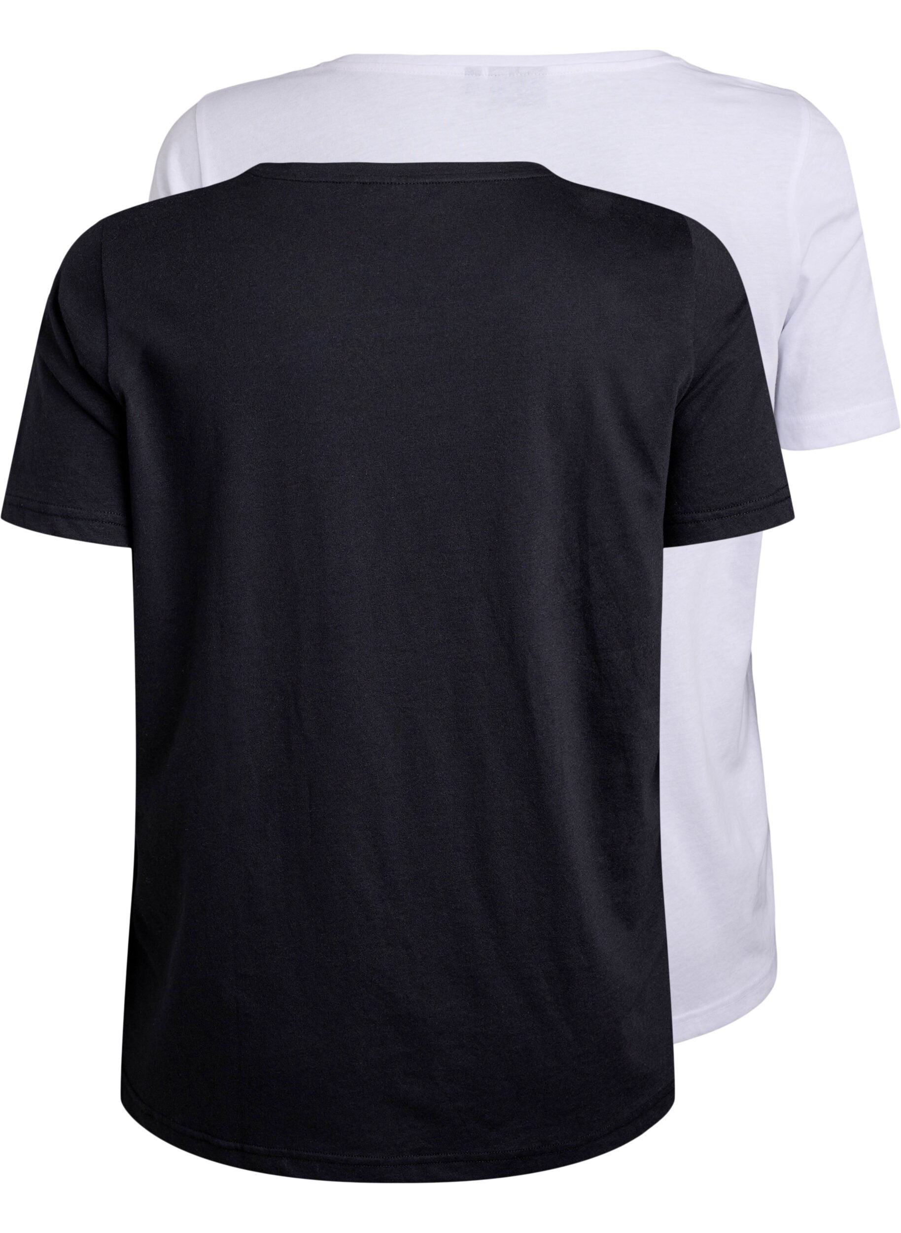 Zizzi FLASH - 2-pack T-shirts met ronde hals, Black/White, Packshot image number 1