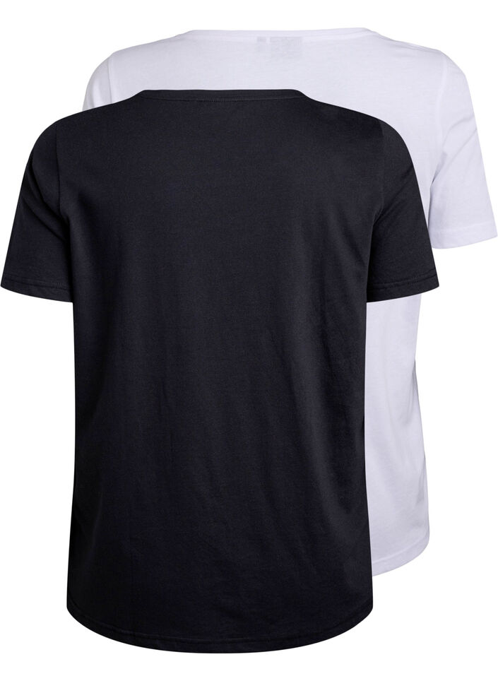 FLASH - 2-pack T-shirts met ronde hals, Black/White, Packshot image number 1