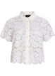 Kanten shirt blouse met parelknopen, Vanille, Packshot image number 0