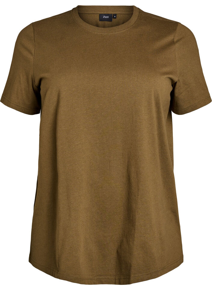 Basic katoenen T-shirt met ronde hals, Groen, Packshot image number 0