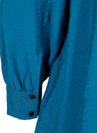 Lange blouse in effen kleur en viscosemix, Moroccan Blue, Packshot image number 3