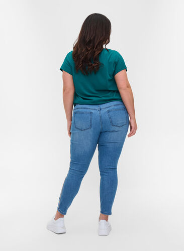 Cropped Sanna jeans met streep in de zijkant, Light blue denim, Model image number 1