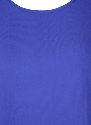 Blouse met korte mouwen en een ronde halslijn, Dazzling Blue, Packshot image number 2