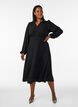 Midi-jurk met smock en decoratieve knopen, Zwart, Model image number 0