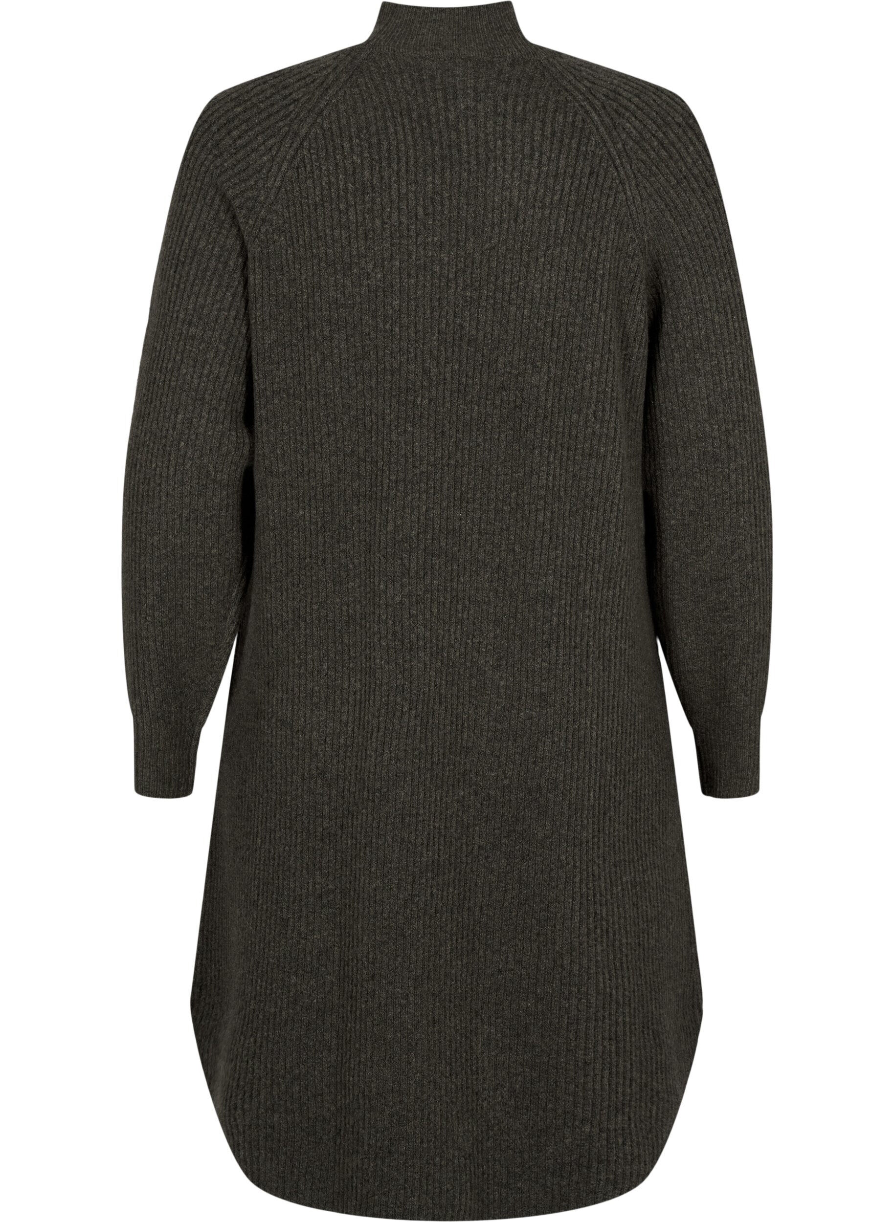 Zizzi Jurk van gebreide stof met lange mouwen en hoge hals, Sea Turtle Mel., Packshot image number 1